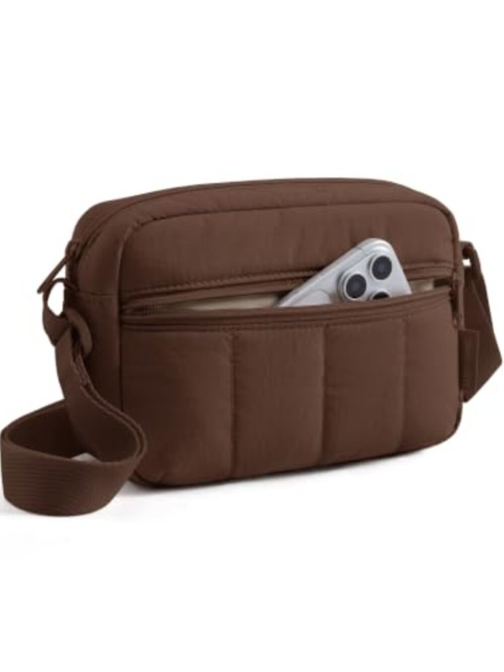 Lightweight Puffy Nylon Crossbody Bag Quilted Travel Purse Zip